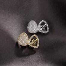 Valentine's Day 1 PC Retro Hip-Hop Arrow Piercing Hollow Out Diamond Inlaid Copper And Zirconium Tooth Set Decoration Halloween Funny Heart Full Of Diamond Dentures - Multicolor - View 10