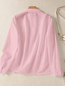 Camisa de mujer con estampado divertido de gato, blusa de manga larga con botones y bolsillos falsos, adecuada para la oficina, uso casual, diario y en otoño, invierno y primavera en color rosa - Rosa - Ver 6