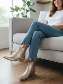 SERGIO TODZI Women's Western Boots, American Ankle Boots, Cowboy Boots - Gold - View 3