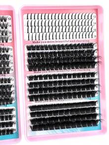 560pcs/Set Thick & Fluffy Wispy Faux Mink Lashes, 0.07mm D Curl, 12-18mm Mixed Length, Natural Soft Eyelash Extensions, Suitable For Any Style, Reusable Makeup Cosmetics - D - 查看 9