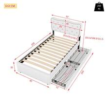 Flat Bed 90*200, Padded Bed, Bedside Table Cushion With Decorative Studs, Double Drawers, Light Beige Color - 淺米色 + 中密度纖維板 + 90公分*200厘米 - 查看 9