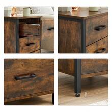 Bedside Table With 3 Drawers, Nightstand, Side Table, For Bedroom, Living Room, 40 X 40 X 60 Cm, Industrial Style, Rustic Brown And Black - Brown - View 3