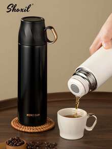 shoxil 1pc Large-Capacity Insulated Kettle, Gold-Plated Style Teapot, Coffee Kettle, Hot Water Bottle, Press-Type Glass Inner Liner Insulated Flask