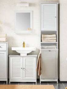 SoBuy Bathroom Cabinet Tall Cabinet With Laundry Basket Narrow Bathroom Cabinet With Shelf, Bathroom Furniture For Small Bathrooms, Laundry Cabinet Standing Bathroom Cabinet White 40x170x38 Cm BZR124-W - White - View 11