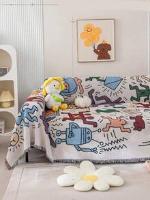 Cartoon Geometric Pattern Tasseled Sofa Cushion, Suitable For All Seasons - Multicolor - View 5