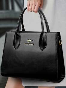 奢华设计师高品质真皮包休闲斜挎单肩包女士手提包 - 黑色 - 查看 2