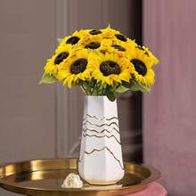 ArtiEleg 1/3/8/12/20pcs Artificial Silk Sunflower With Stem, Home Decor For Room, Bedroom, Easter, Mother's Day, DIY Craft, Wedding, Birthday, Valentine's Day - Yellow - View 10