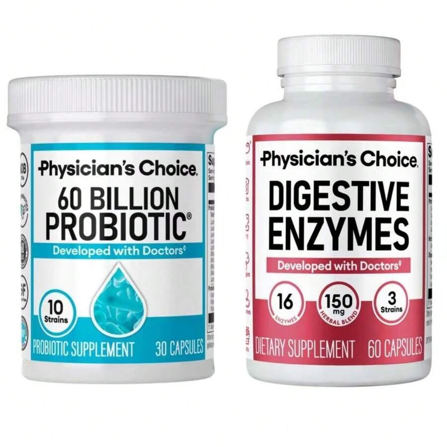 Physician's Choice Hack Your Tummy Bundle: DigestiveEnzymes & 60 Billion Probiotic-Digestion, Lmmune &Bloating Support For Men & Women - 1 - 查看 1