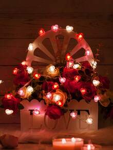 16.40ft/500cm, 9.84ft/300cm, 6.56ft/200cm - Valentine's Day Decor - LED Valentine's Day String Lights, Red Pink White Heart Shaped Lights, USB Powered, Valentine's Day Decor - Heart Fairy Lights - Romantic Home Bedroom Decor - 彩色 - 查看 2