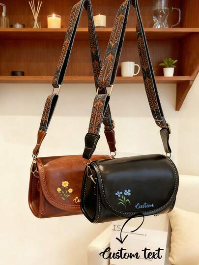 Women's Wide Strap Crossbody Bag, New Fashion Simple One Shoulder Sling Bag, Customizable Text, Fashionable Simple Underarm Women's Crossbody Bag, Valentine's Day Gift, Bohemian Style Women's Bag, Suitable For Shopping, Wallet Carrying, Young Women, College Students, Newlyweds, Office Ladies, Etc. Ideal For Office, University, Work, Business, Commuting, Outdoor Activities, Travel And Excursions., Boho