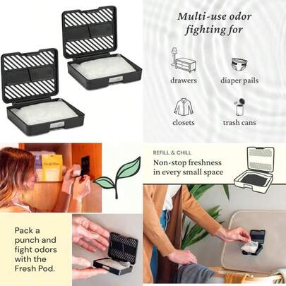 Vaina fresca para quitar olores de onda fresca, 2 cápsulas frescas recargables y 2 paquetes de ondas frescas, alivio de olores más  | Eliminador de olores natural a base de plantas para espacios(default)