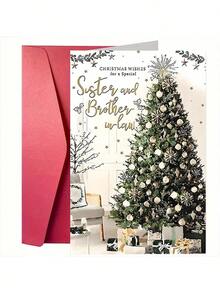 1pc, Christmas Card With Envelope For Sister And Brother-In-Law - Premium Paper Holiday Card For Christmas Celebrations And Special Occasions,Christmas - Beige - View 8