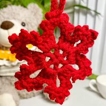 Handmade Knitted Snowflake Crochet Decoration Pendant - Red - View 2