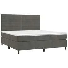 vidaXL Boxspringbett Mit Matratze, Dunkelgrau, 160x200 Cm, Samt - Grigio - Visualizzare 3