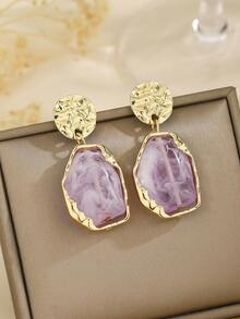 1 Pair Bohemian High-End Subtle Minimalist Resin Classic Versatile Earrings - Mauve Purple - View 2