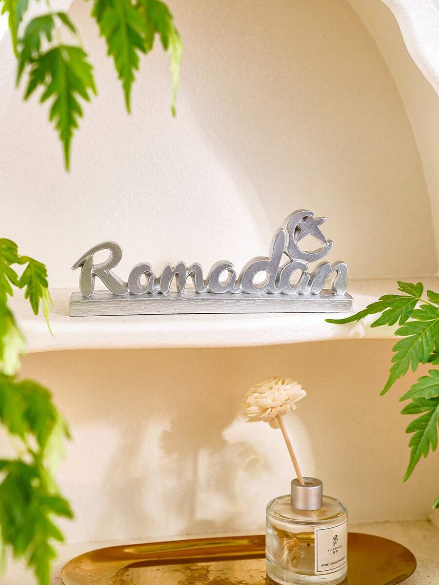 1 cái đồ trang trí chữ Ramadan bằng bạc, đồ trang trí chữ bằng nhựa cho lễ hội Ramadan của người Hồi giáo, thích hợp cho lễ Eid Al-Fitr, quà tặng dễ thương và trang trí nhà cửa, tiệc tùng và họp mặt Ramadan Kareem