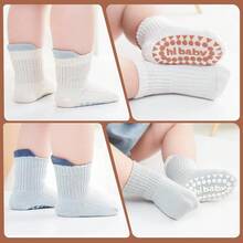 4 Pairs Winter And Autumn Plain-Color Anti-Slip Short Socks, Comfortable And Soft Short-Tube Socks Suitable For Infants, Boys And Girls