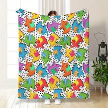 1pc Cute Elephant Pattern Printed Blanket, Washable, Knitted Flannel Blanket, All-Season Multi-Purpose Warm Blanket, Home Bedroom Office Shawl Leg Cover Conditioning Blanket - Grey - View 1