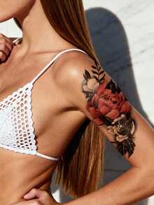 STARTTOOS Hoa mẫu đơn đỏ với họa tiết hoa phong phú và thịnh vượng, miếng dán hình xăm giả tạm thời thích hợp cho cánh tay, đùi, vai, cổ, ngực, lưng tự làm, tiệc hàng ngày, quà tặng lễ hội, chống thấm nước cho cơ thể, miếng dán hình xăm chân thực, 1 gói - Nhiều màu - Xem 4