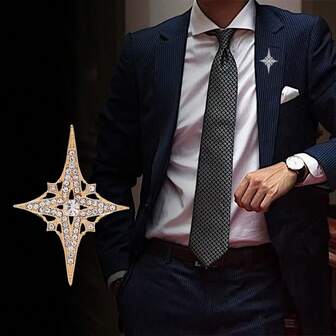 1 pieza Elegante insignia de solapa de alta gama y moda, broche en forma de estrella para hombres
