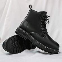 New Elegant Minimalist Fashion Men's Safety Boots, Suitable For All Seasons - Black - View 5