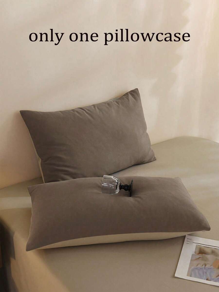 1 件巧克力棕色和卡其色枕套，可洗 - 咖啡棕 - 查看 1