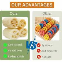 4PCS Rabbit Loofah Chew Toys, Organic Natural Loofah Toys Teeth Cleaning Bath Tools, Handmade Fiber - Rich Bunny Chew Toys Guinea Pig, Hamster, Rat, Chinchillas - 最初的 - 查看 3