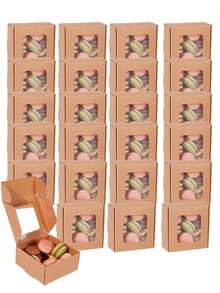 12/6pcs Soap Boxes For Homemade Packaging, Small Kraft Paper Snack Boxes With Window Display, For Candy, Bread, Soap Making, 3.7 X 2.6 X 1.4 Inches (Brown)