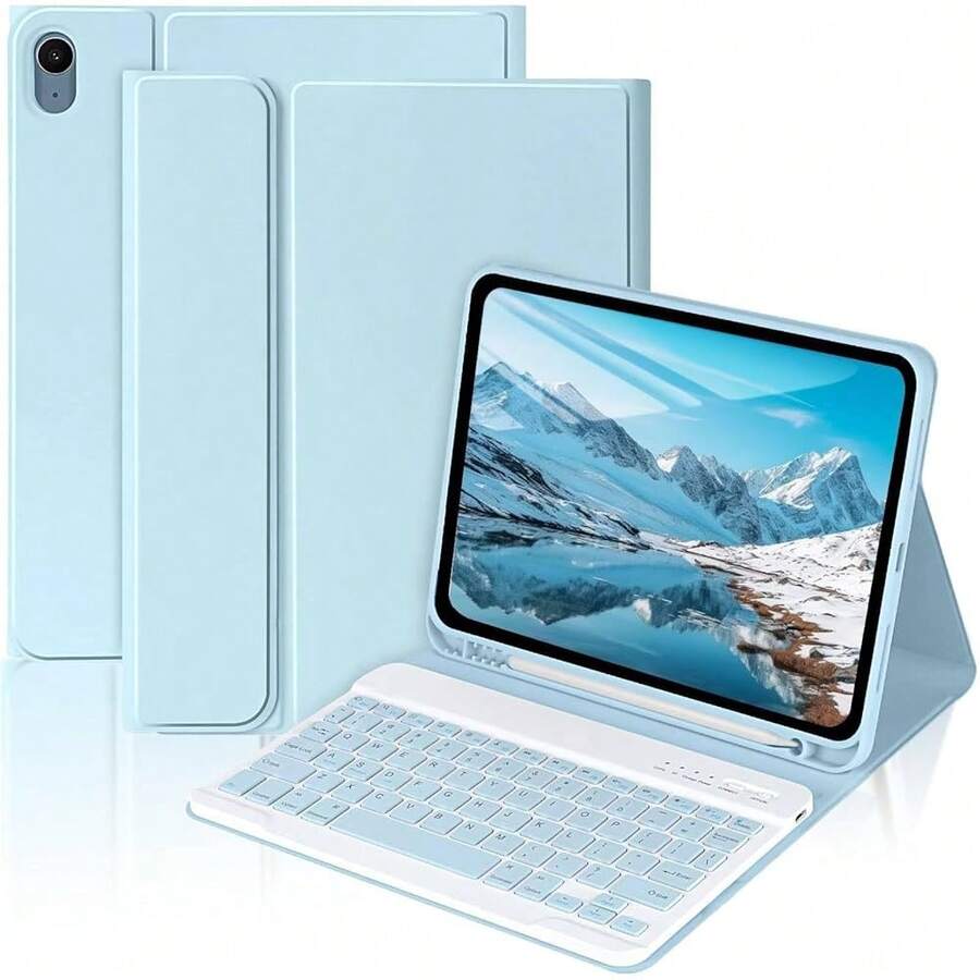 For IPad 11th 10th Generation Case With Keyboard (2022, 10.9\), Wireless Detachable Keyboard, Pencil Holder For IPad 11 Inch (A16 2025), 10th Gen (10.9 Inch 2022) Blue,Blue - Blue - View 1