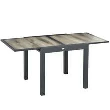 Outsunny Gartentisch, Esstisch Mit Ausziehbarer Tischplatte, Terrassentisch Mit Holzoptik, Balkontisch Aus Alu, Beige+Grau, 160 X 80 X 75cm - Grey - View 9