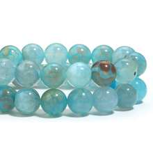1 String Natural Faceted Blue Aquamarine Agate And Tourmaline Beads For Jewelry Making