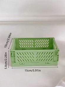 1pc Mini/Large Foldable Plastic Storage Basket, Desktop Collapsible Storage Box, Student Stationery Organizer Shelf, Small Item & Cosmetic Storage Basket, Stackable - Multicolor - View 18