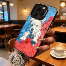 Funda de Teléfono con Estampado de Perro Westie Azul y Rojo para Modelos de  y  Adecuada para Todas las Estaciones Opción de Regalo Ideal - Negro - Ver 7
