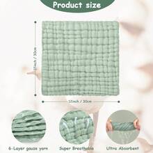 12pcs 12x12inch Baby Washcloths - Soft Face Cloths For Newborn, Absorbent Bath Face Towels, Wipes, Burp Cloths, Baby Registry As Shower. Pack Of 12 (Green,Blue,White) - 多色(12pcs-12x12inch) - 查看 3