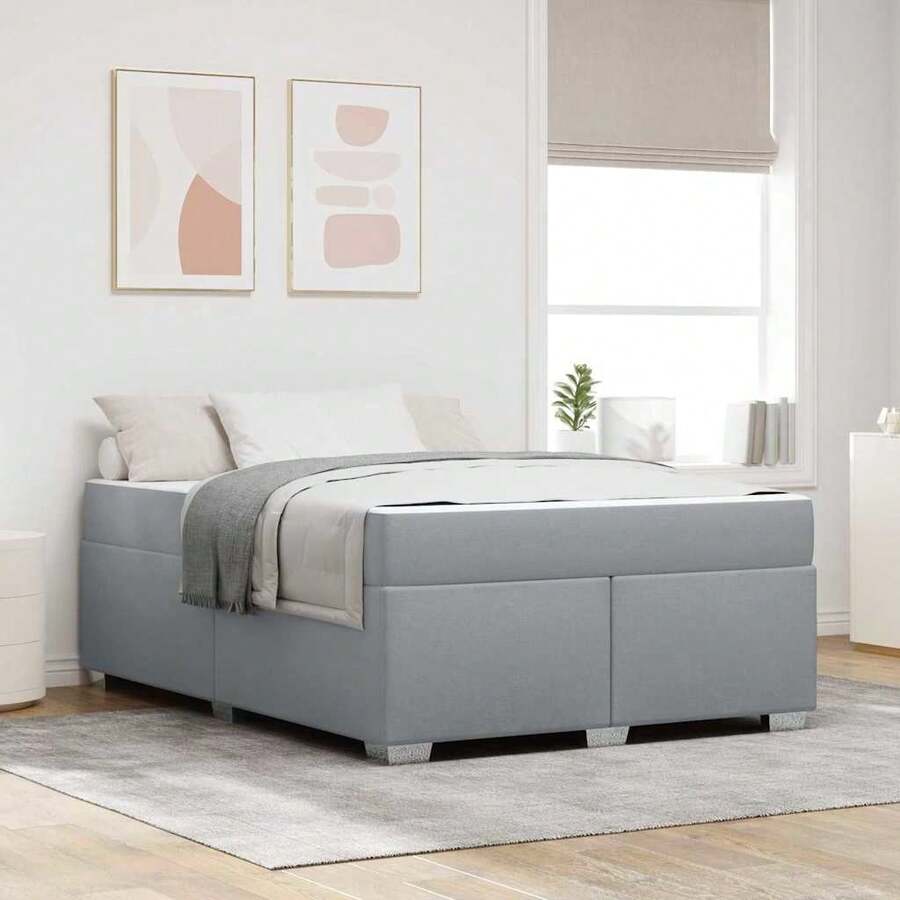 vidaXL Bettgestell Hellgrau 140 X 200 Cm Stoff - Grau - Übersicht 1