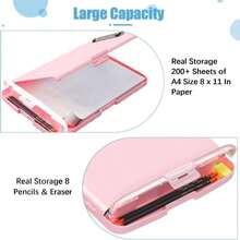 Hongri Clipboard With Storage With Pen Holder, Folder Nursing Clip Board 85 X 11 Foilo-Side Opening, High Capacity, Light Weight For Teachers, Classroom Size 14 X 96 X 12 In(Pink) - ColorL - 查看 3