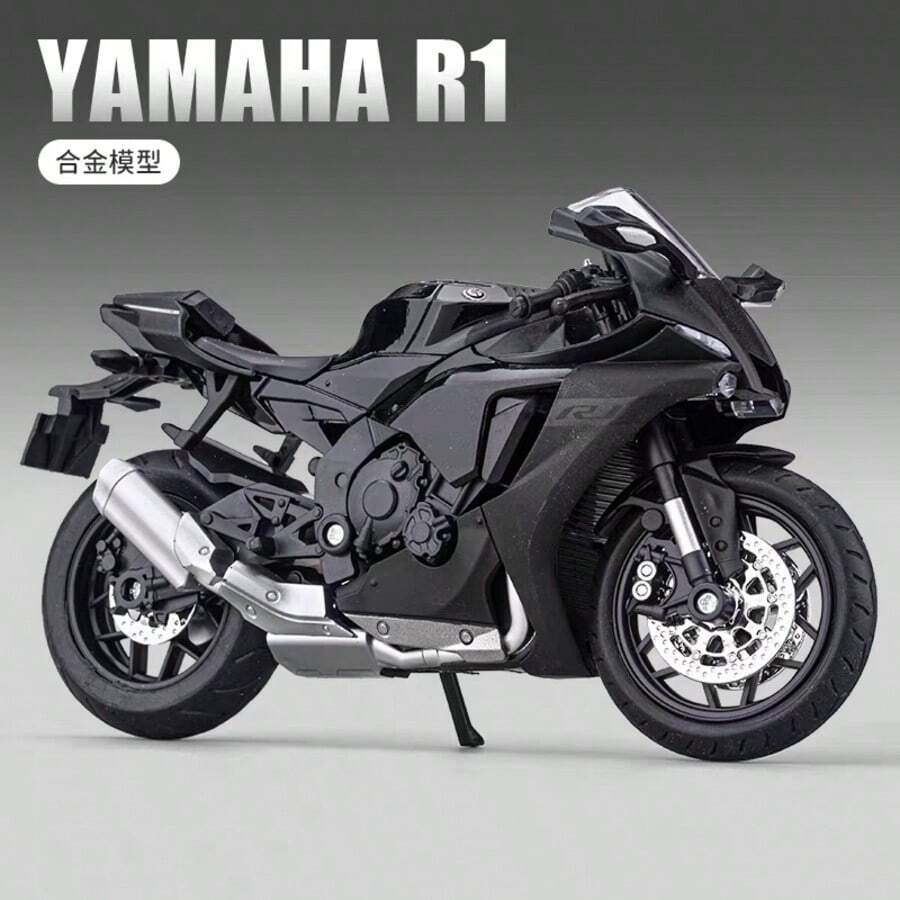 Burago 1:18 Scale YZF-R1 Motorcycle Model, Black & Yellow, Rear Shock Absorber, Retractable Stand, Realistic Motorcycle Replica, Collectible Display, Children's Toy, Adult Collection, Holiday Gift - Multicolor - View 1