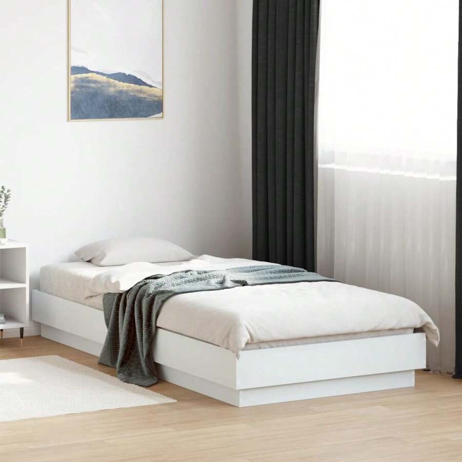 vidaXL Telaio del letto bianco 100x200 cm in legno composito - Bianco - Visualizzare 1