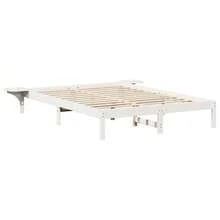 vidaXL Bettrahmen Weiß 150 X 200 Cm Aus Massivem Kiefernholz - Weiss - Übersicht 3