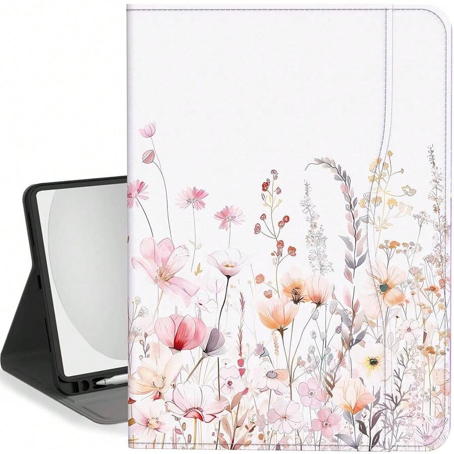 Case For IPad (A16) 11th Generation 11 Inch 2025, IPad 10th Generation Case 10.9 Inch 2022 Kickstand Auto Sleep Cover With Pencil Holder & Pocket, Pink Floral,PinkFloral - 粉紅花香 - 查看 1