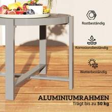 Outsunny Beistelltisch Gartentisch Rund Wetterfest Aluminum Balkontisch Mit Marmoroptik Campingtisch Kaffeetisch Für Wohnzimmer Büro Outdoor Indoor Grau - 灰色 - 查看 6