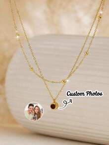 Kalung Proyeksi Rantai Ganda Kustom, Kalung Berlapis Foto Kustom, Kalung Foto, Perhiasan Kenangan, Hadiah untuk Sahabat Terbaik di Hari Ulang Tahun, Halloween, Natal - MultiWarna - View 14