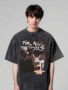 [envío nacional]Camiseta negra con estampado unisex, 100% algodón, regalo de Halloween, vestimenta de Halloween, apta para reuniones, calles, hogar y espacios casuales, Kpop, cuello redondo clásico, confortable y ajustada, crea estilos personalizados sin dificultad, S-XXXL - Negro - Ver 1