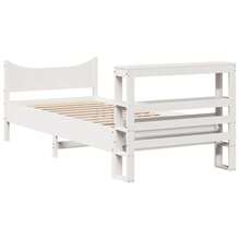 vidaXL Letto in legno massiccio con testiera bianco 75x190 cm in pino - Bianco - Visualizzare 9