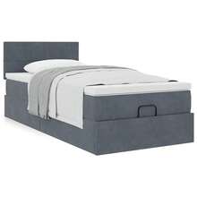 vidaXL Ottomane-Bett Mit Matratze, Dunkelgrau, 80x200 Cm, Samt - Grau - Übersicht 4