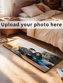1pc Customized Text & Image Flannel Decorative Carpet, Soft Entrance Mat, Floor Protection, For Living Room, Entryway, Bedroom