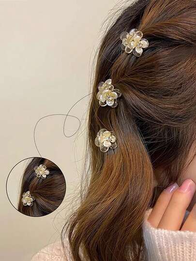 10pcs/Set Camellia Flower Rhinestone Mini Clip, Super Fairy Sweet High-End Princess Hairpin, Fashion Elegant Versatile Bangs Side Hair Clip, Suitable For Daily Outfit, Photo Shoot, Outdoor, Commute, Date, Beach Holiday Hair Claws Claw Clips Hair Clips Hair Jaw Clip Hair Clamps Hair Clutch Hair Catcher Clip, Head Accessories, Party, Hair Accessories For Women
