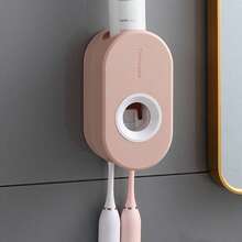 Soporte para cepillo de dientes y dispensador de pasta de dientes montado en la pared, ideal para uso en el baño - Multicolor - Ver 9