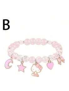 Sanrio Sanrio 1 Pc Hello Kitty Cute Kitty Bracelet Stuff Kawaii Set Crystal Bead Elastic Friendship Bracelets Birthday Christmas Jewelry Gifts For Girl Girlfriend Best Friend Sister