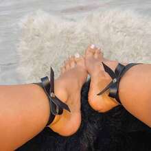 Women's Sexy Leather Ankle Accessories, Leather Anklets, Foot Bow Anklets, Handcuffs, Fetish Clothing, Exotic Accessories - 黑色 - 查看 4